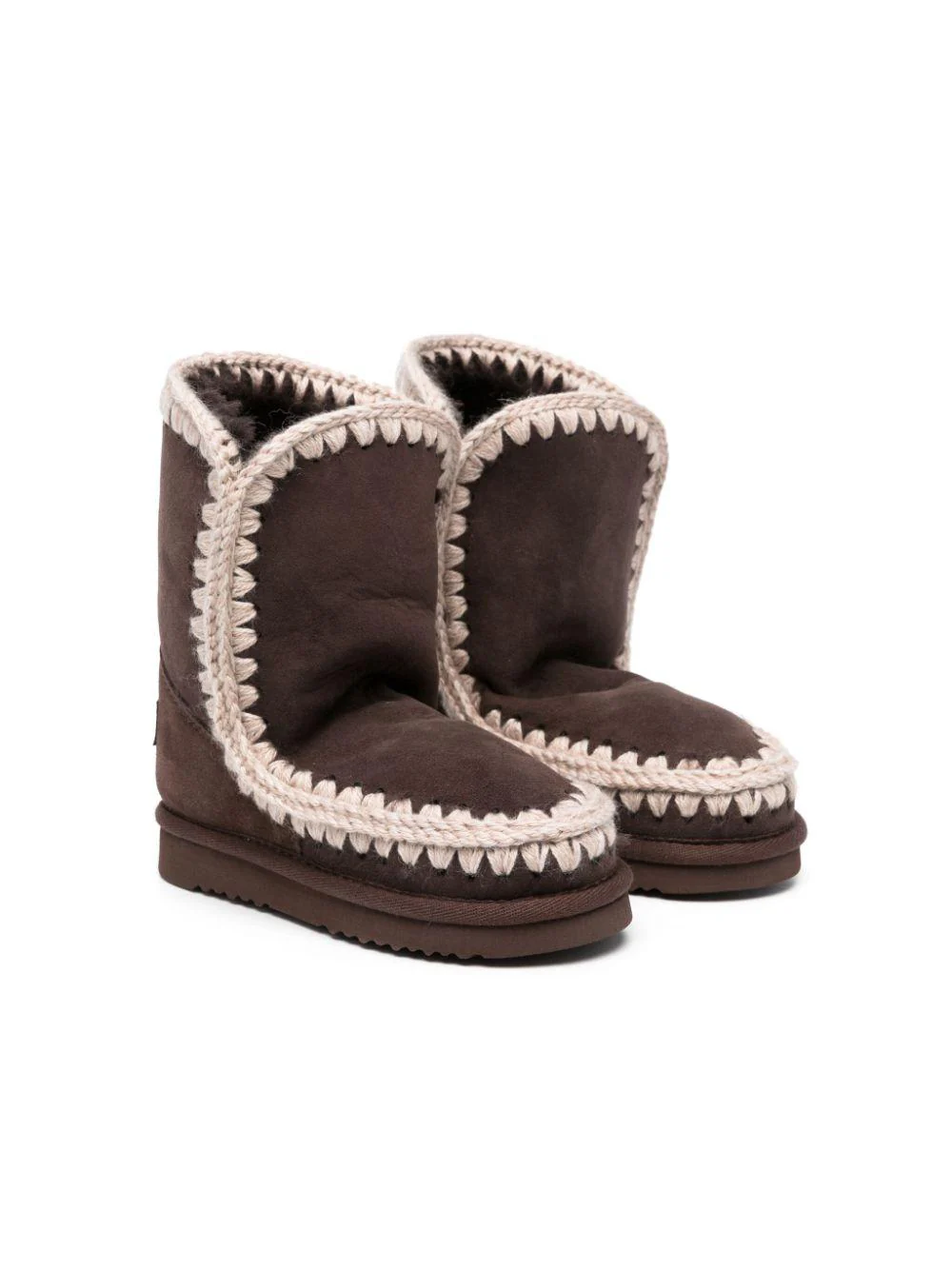 Stivali eskimo con cuciture per bambina Mou Kids marrone con punta tonda