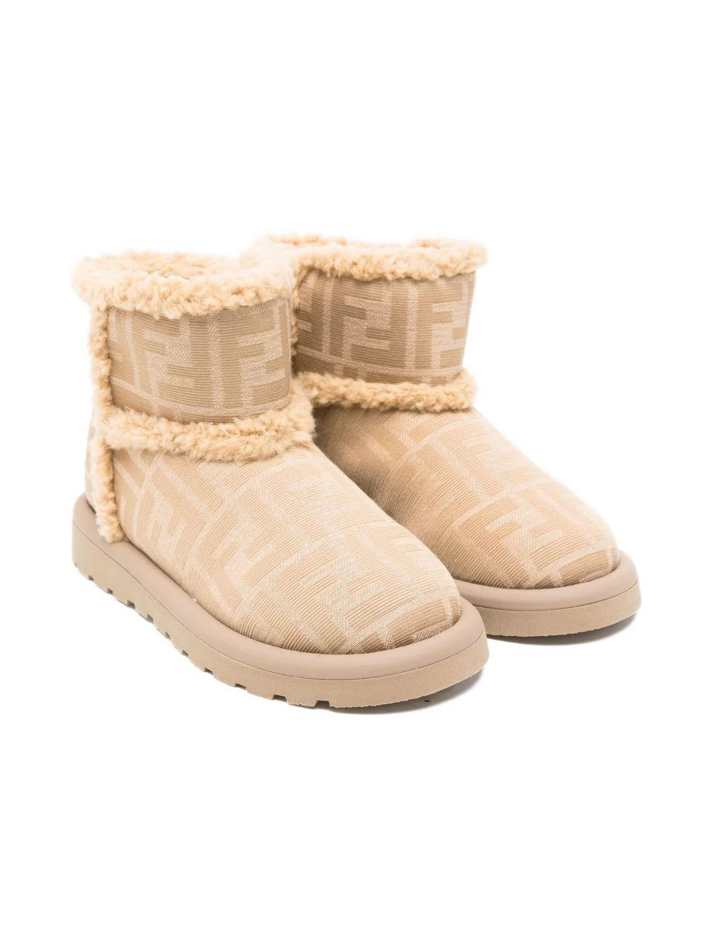 Stivali per bambina Fendi Kids beige con stampa logo FF all-over