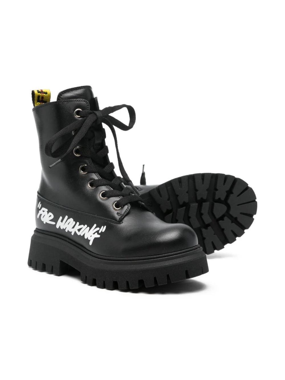 Stivali per bambina Off-White Kids neri con linguetta con logo - Image 3