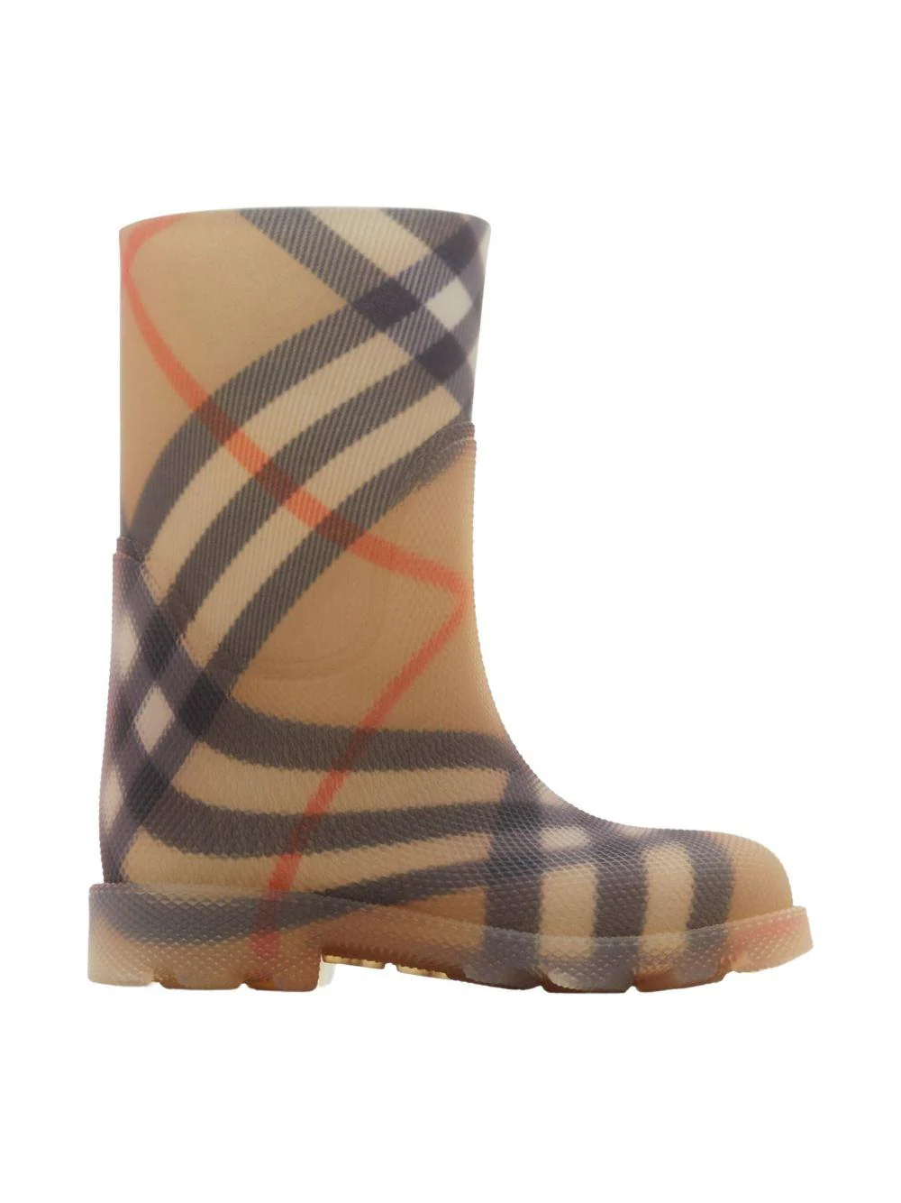Stivali per la pioggia Marsh per bambini Burberry Kids beige con motivo vintage check