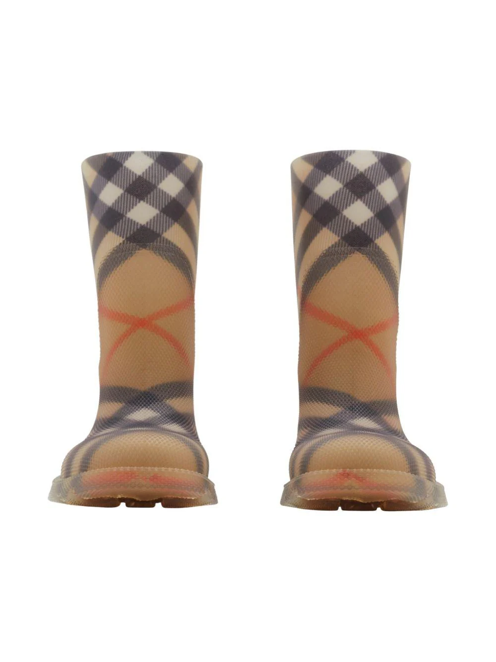 Stivali per la pioggia Marsh per bambini Burberry Kids beige con motivo vintage check - Image 3