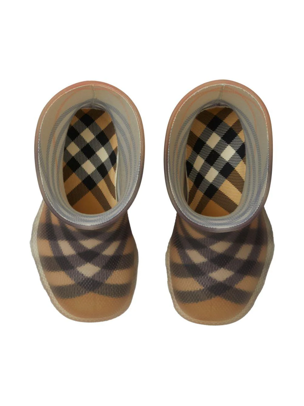 Stivali per la pioggia Marsh per bambini Burberry Kids beige con motivo vintage check - Image 4