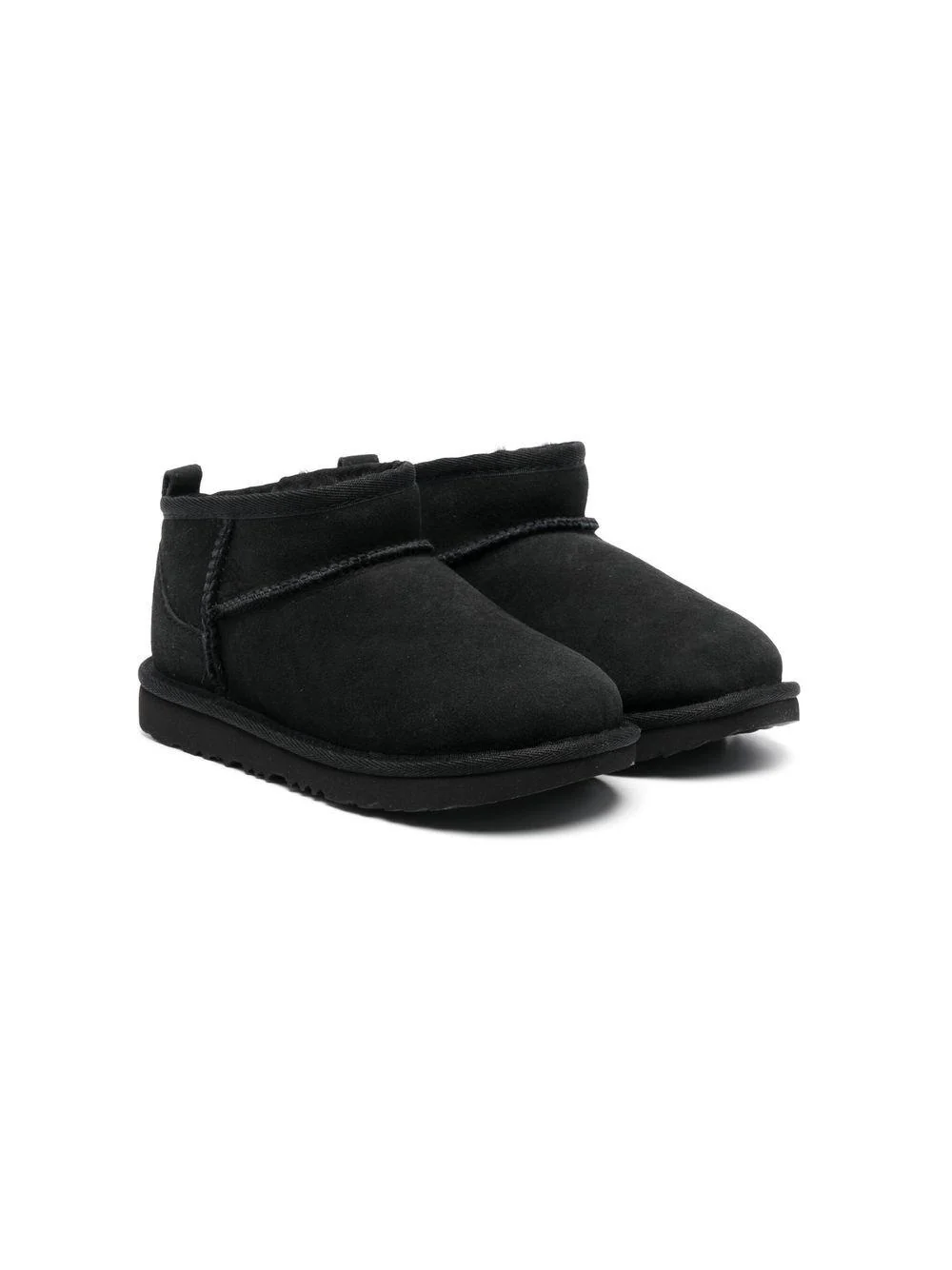 Stivali Ultra Mini per bambina UGG Kids neri con finitura idrorepellente<BR/>