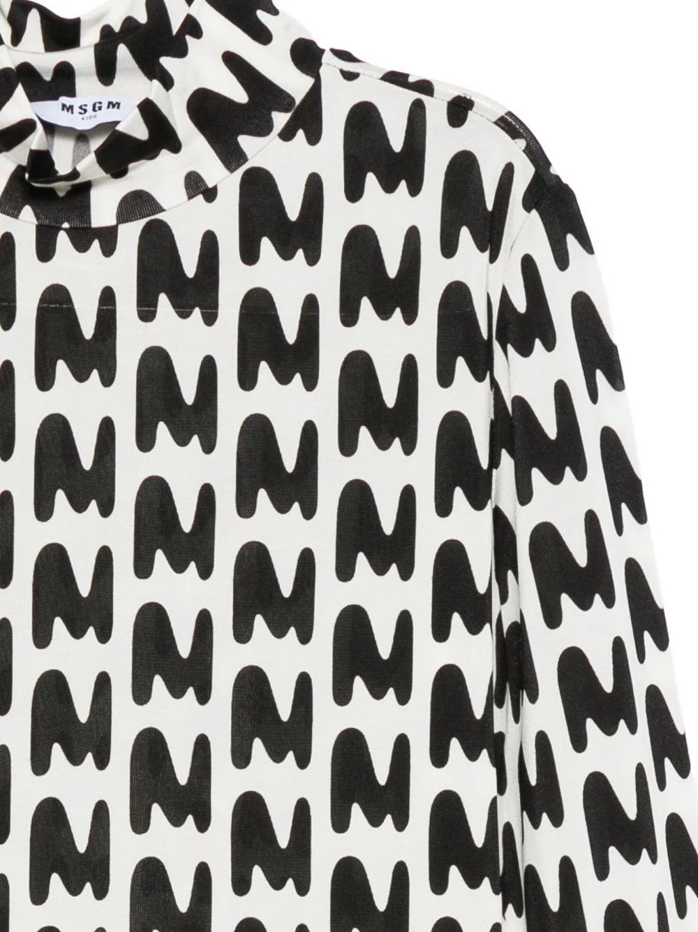 T-shirt a collo alto per bambina MSGM Kids bianca con stampa astratta - Image 3