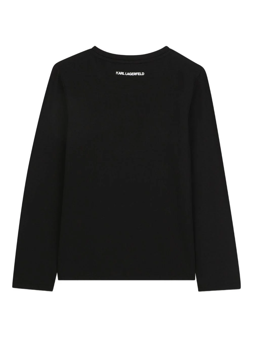 T-shirt a maniche lunghe per bambina Karl Lagerfeld Kids nera con motivo Ikon Karl & Choupette - Image 2