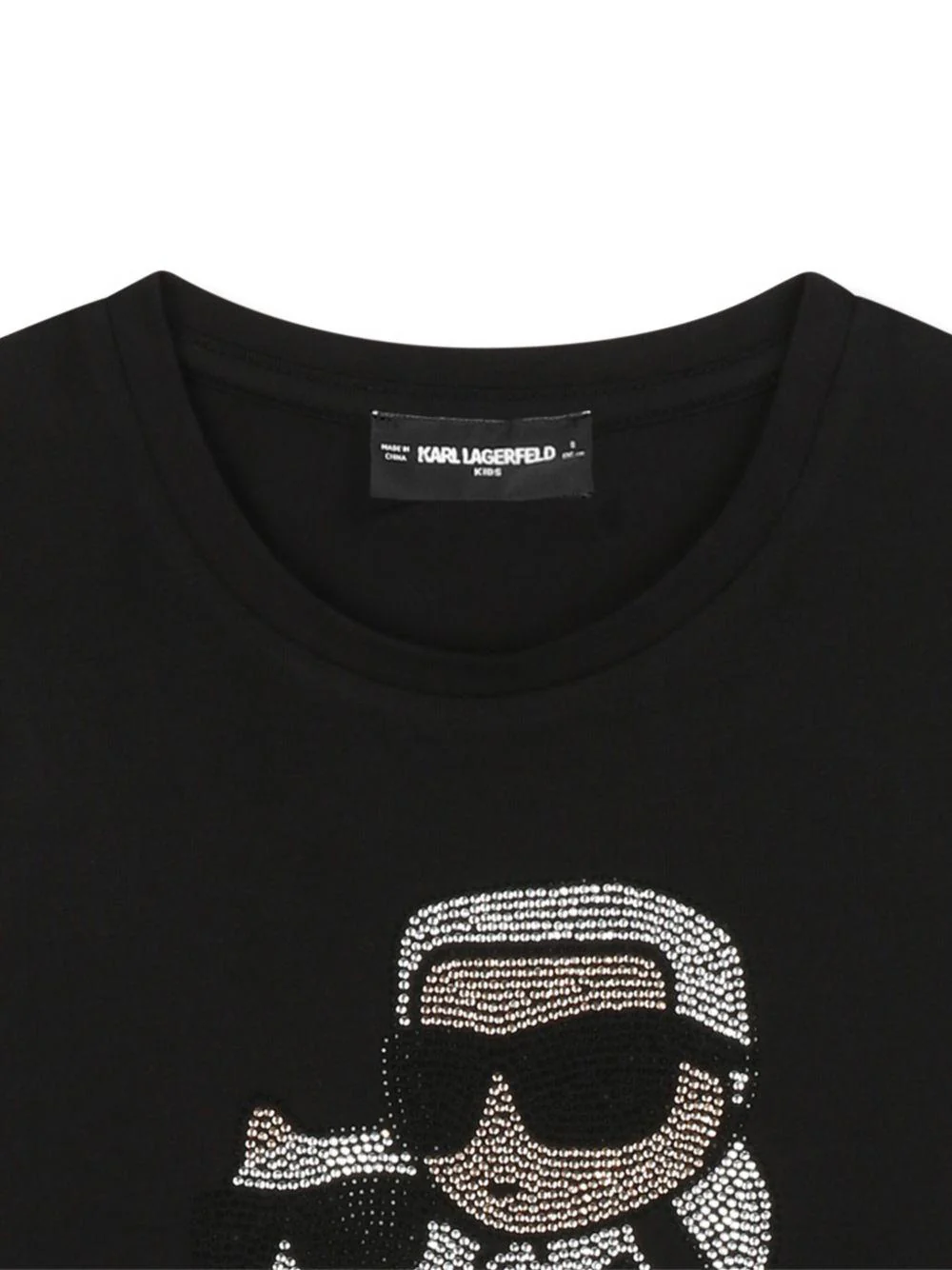 T-shirt a maniche lunghe per bambina Karl Lagerfeld Kids nera con motivo Ikon Karl & Choupette - Image 3