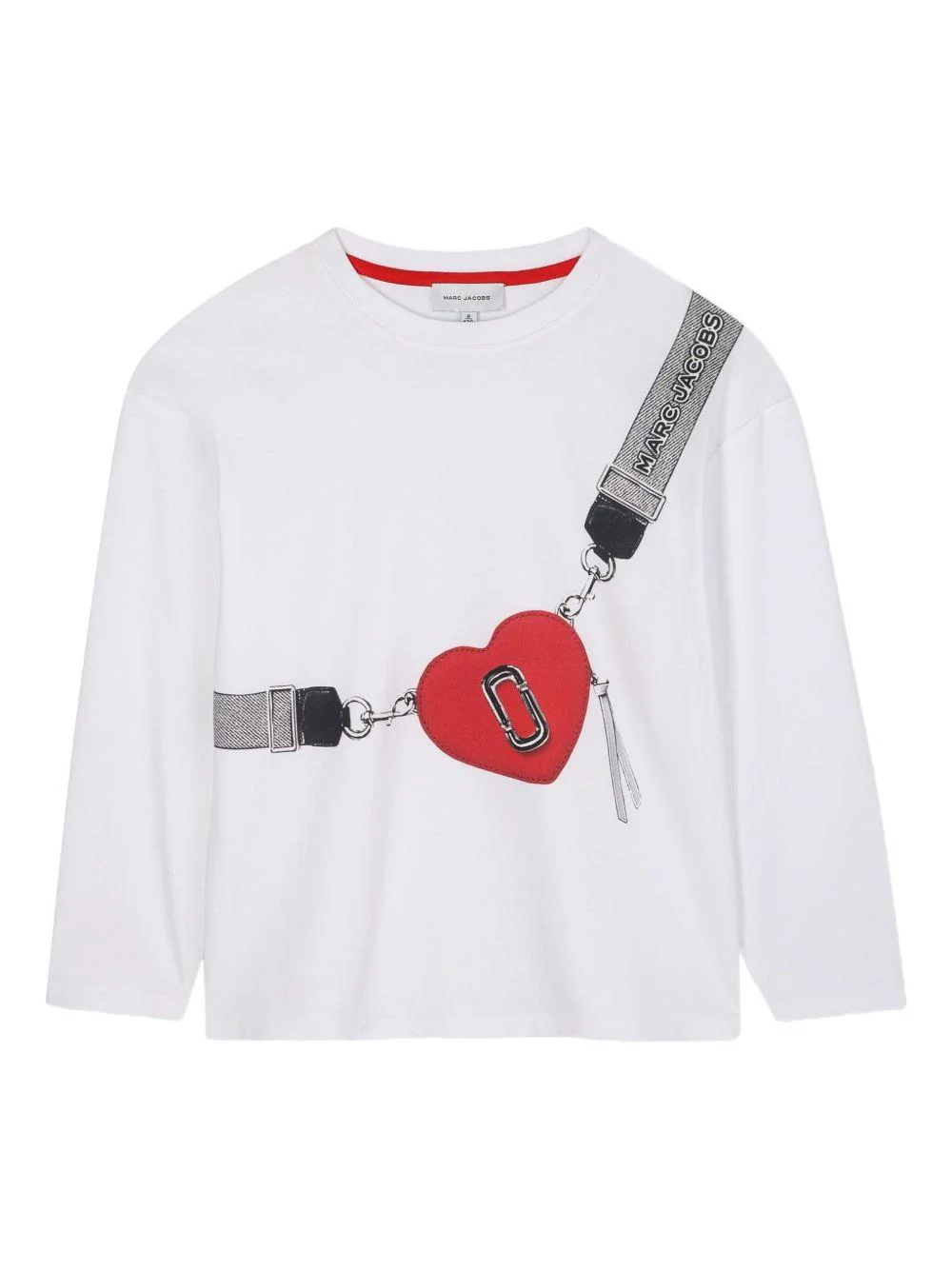 T-shirt a maniche lunghe per bambina Marc Jacobs Kids bianca con stampa grafica a cuore