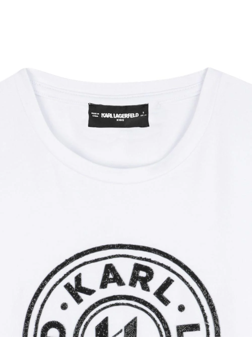 T-shirt a maniche lunghe per bambini Karl Lagerfeld Kids bianca con scollo rotondo - Image 3