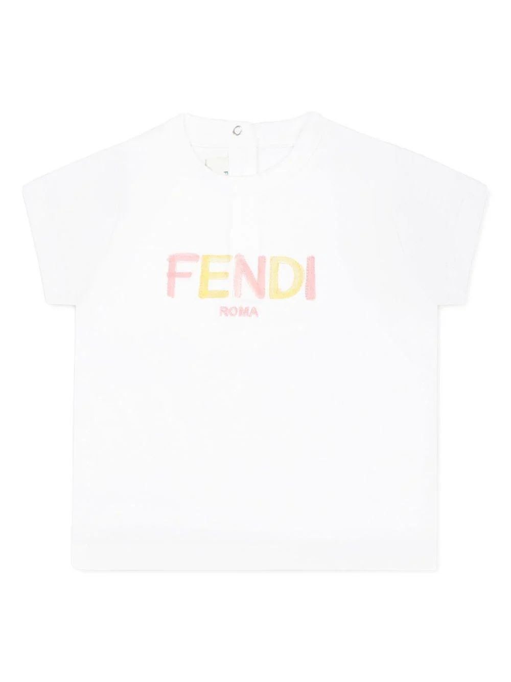 T-shirt baby in jersey con logo per neonato Fendi Kids bianco con orlo dritto