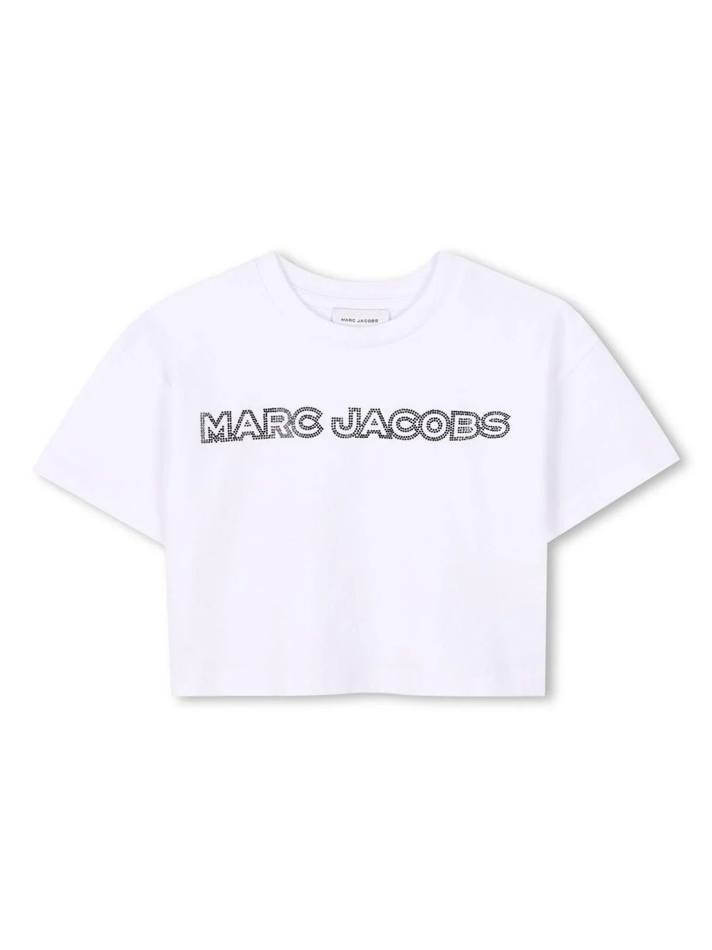 T-shirt con applicazione logo per bambina Marc Jacobs Kids bianco con design crop