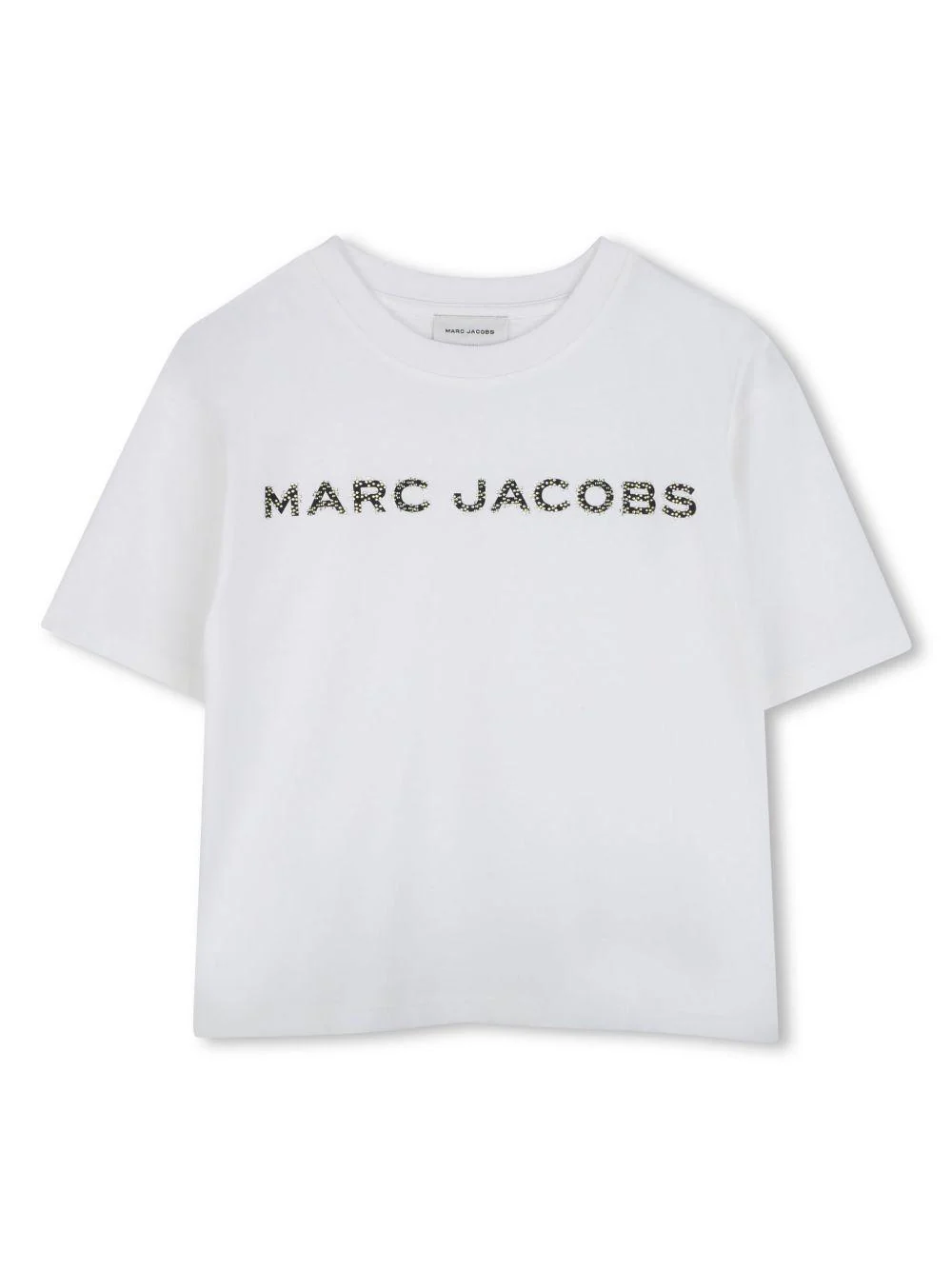 T-shirt con applicazione logo per bambina Marc Jacobs Kids bianco con trama jersey