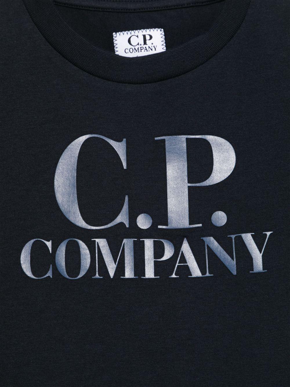 T-shirt con applicazione per bambino C.P. Company Kids blu con girocollo - Image 2