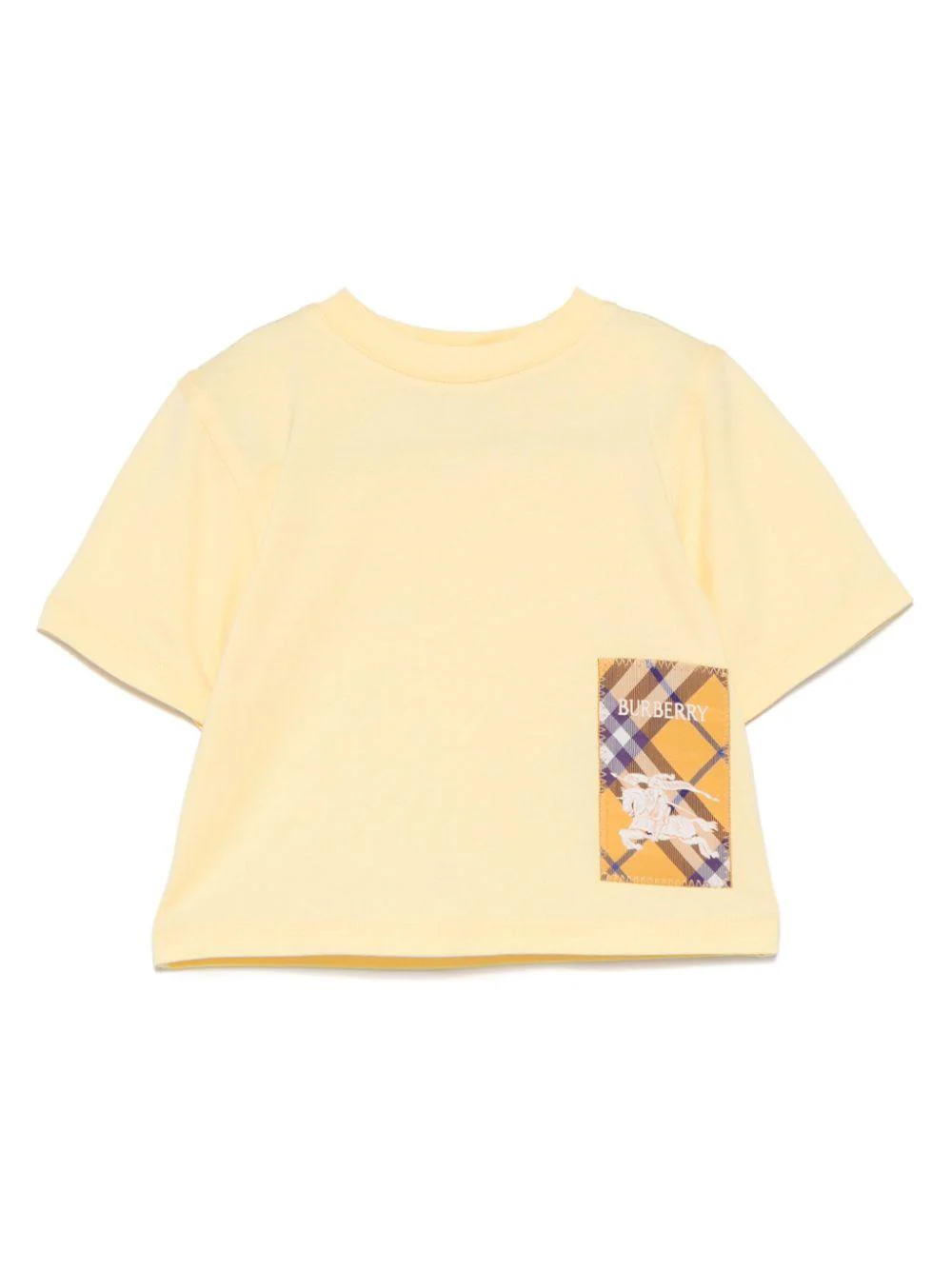 T-shirt con applicazione per neonata Burberry Kids giallo con girocollo