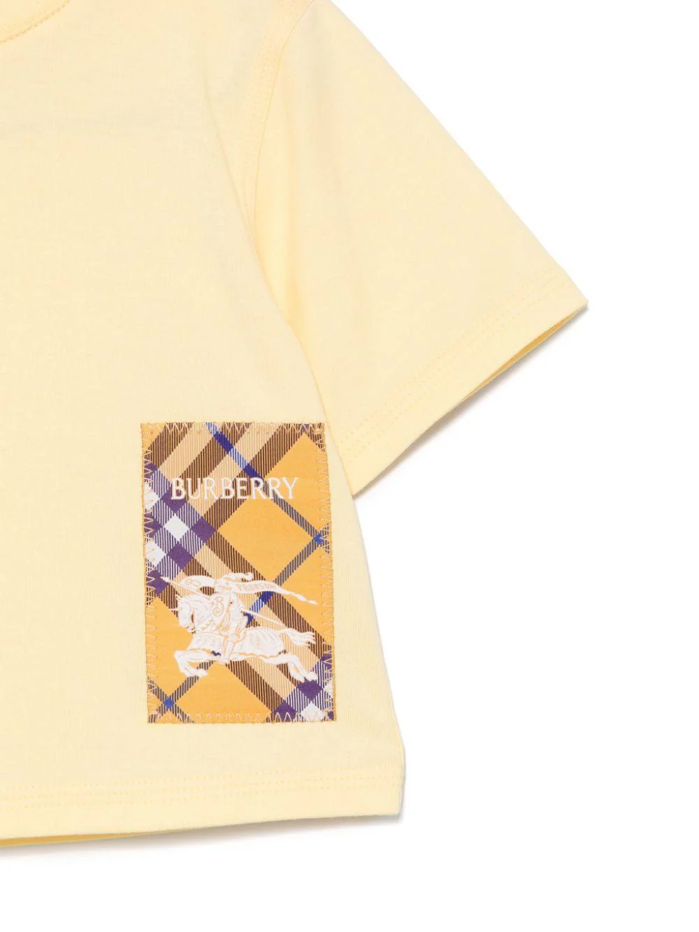 T-shirt con applicazione per neonata Burberry Kids giallo con girocollo - Image 3