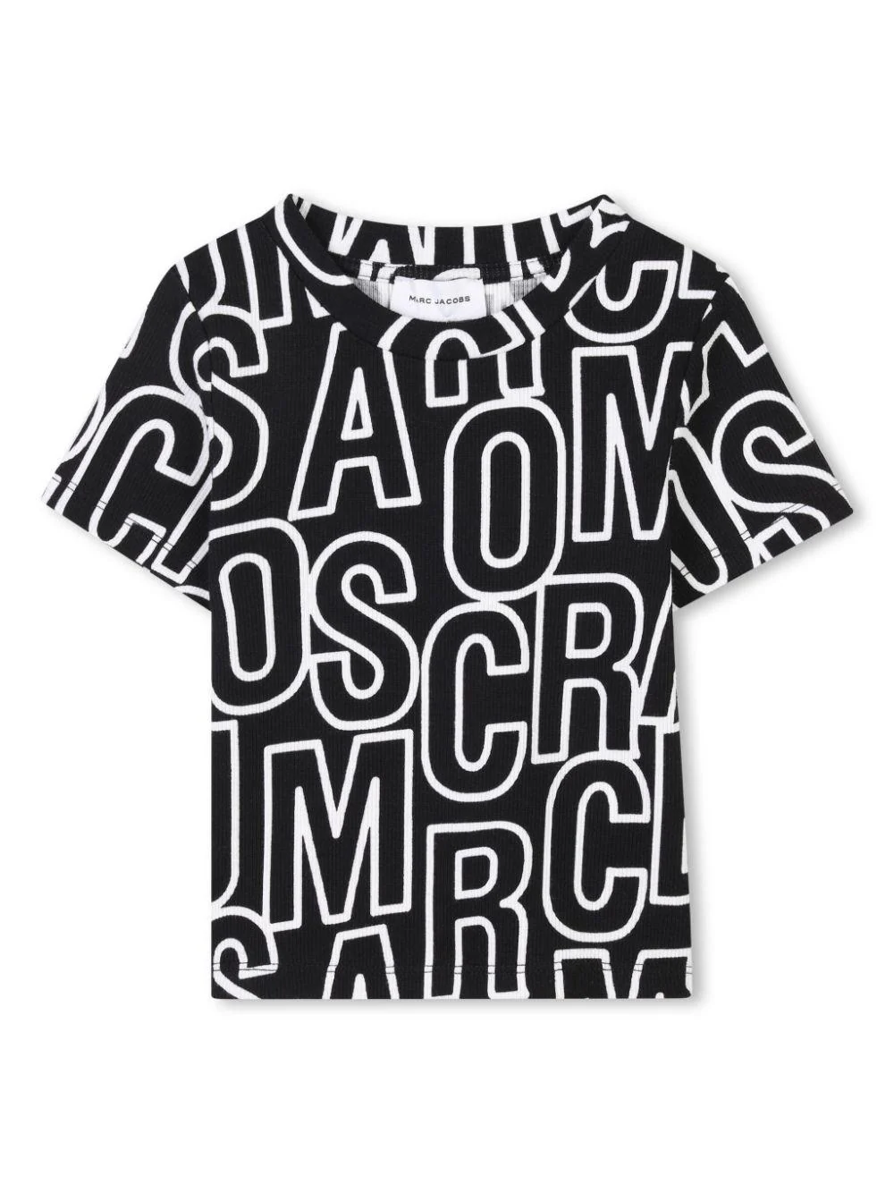 T-shirt con logo all-over per bambina Marc Jacobs Kids nero con design crop