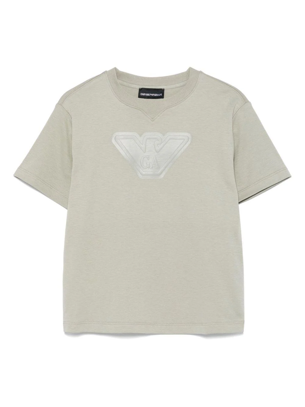 T-shirt con logo e timbro per bambino Emporio Armani Kids verde con girocollo