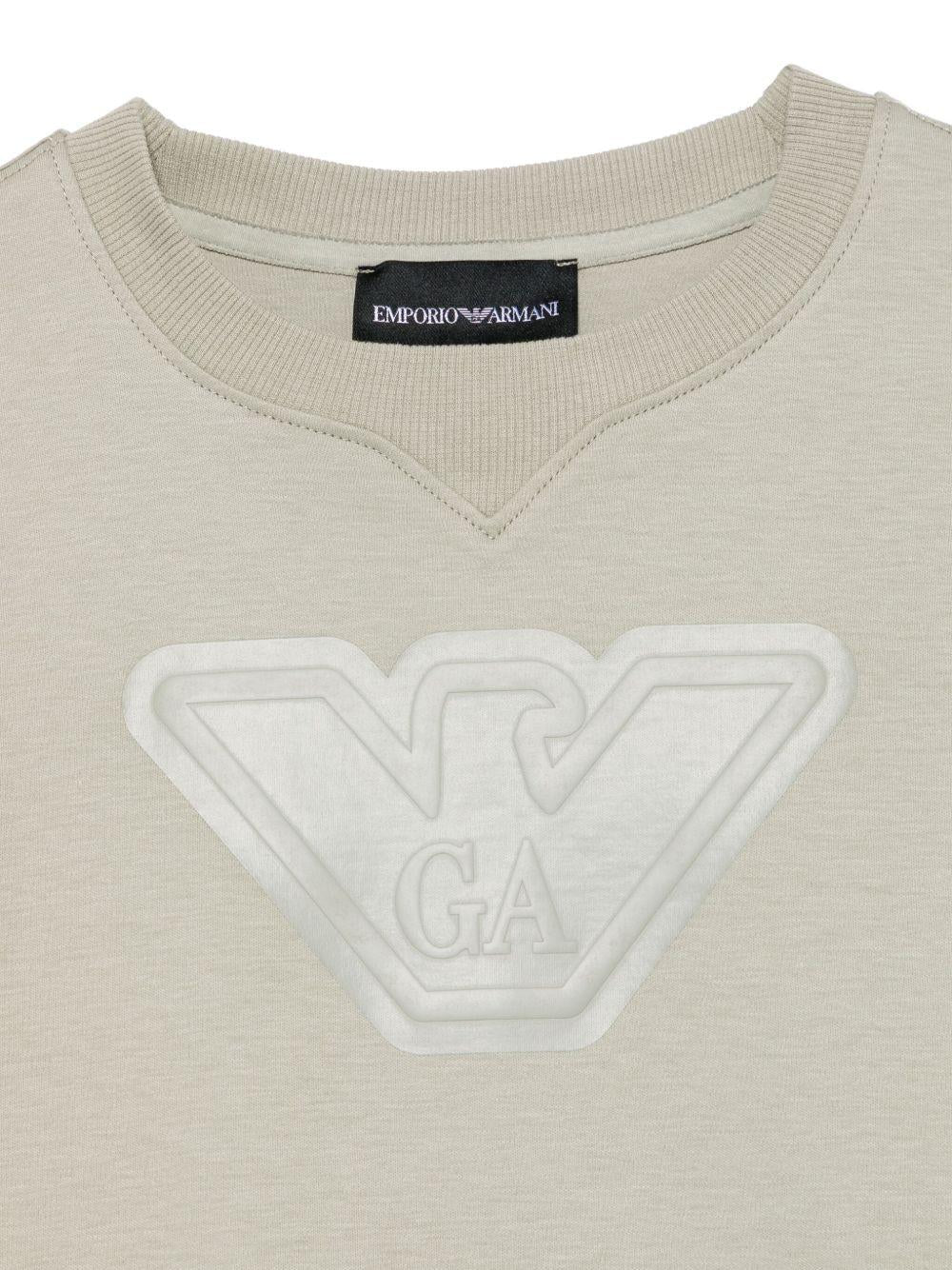 T-shirt con logo e timbro per bambino Emporio Armani Kids verde con girocollo - Image 3