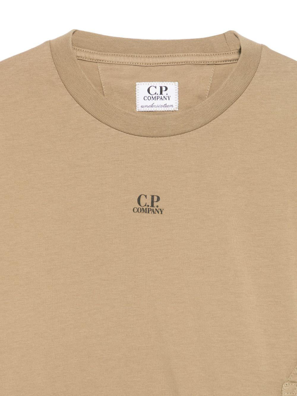 T-shirt con logo per bambino C.P. Company Kids beige con orlo dritto - Image 2