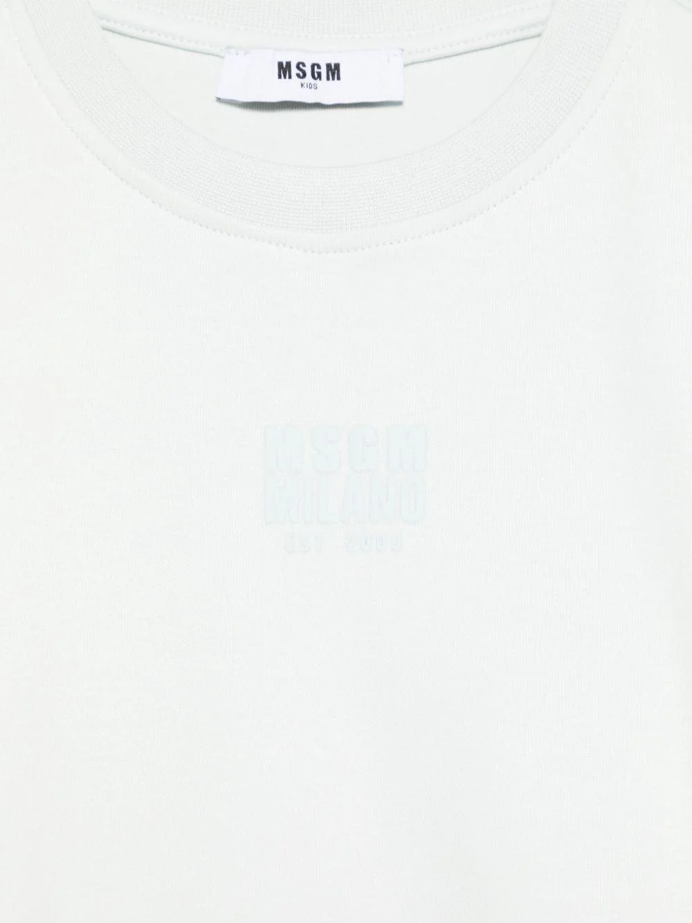 T-shirt con logo per bambino MSGM Kids celeste con orlo a coste - Image 3