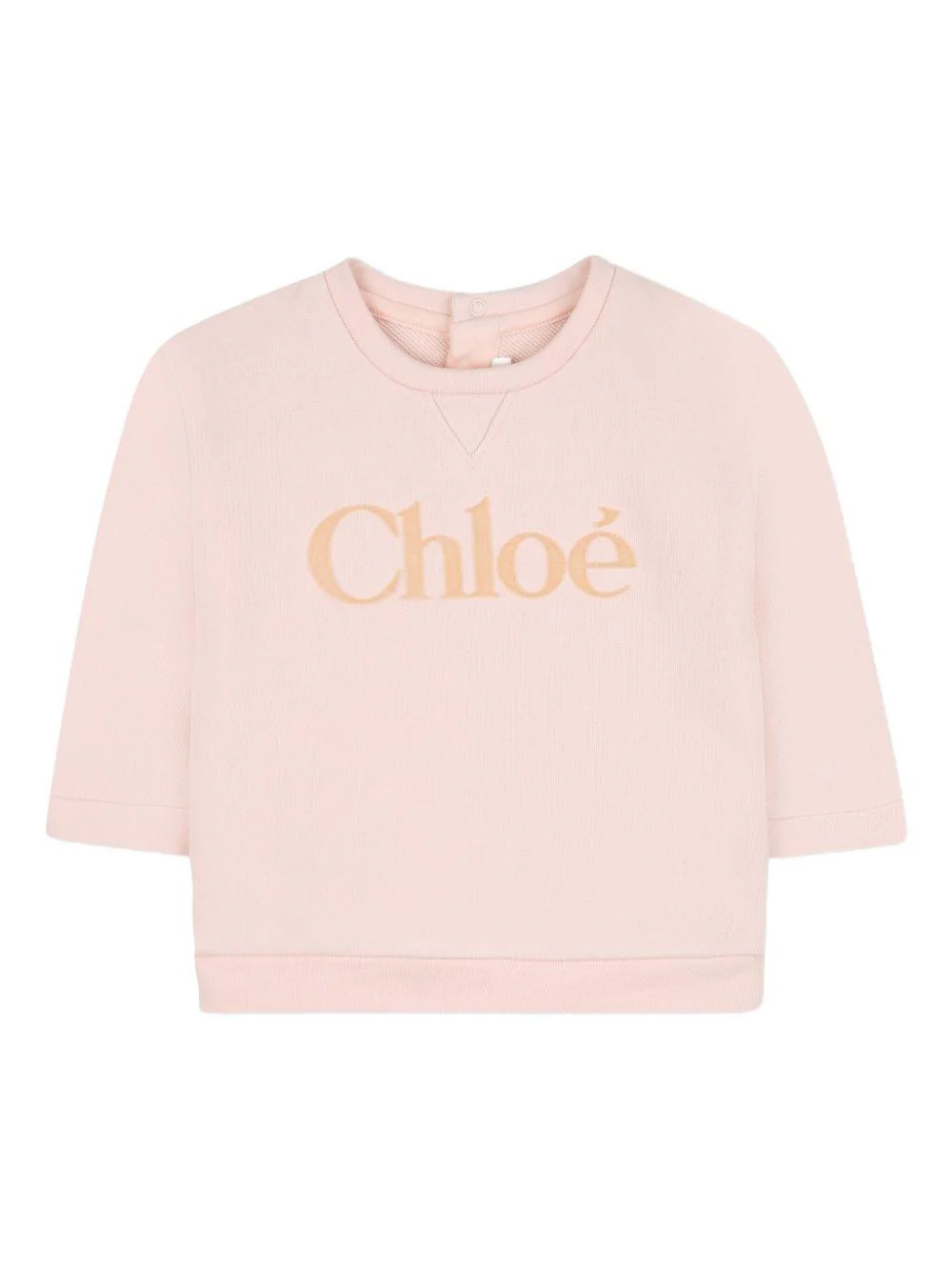 T-shirt con logo per neonata Chloé Kids rosa a maniche 3/4