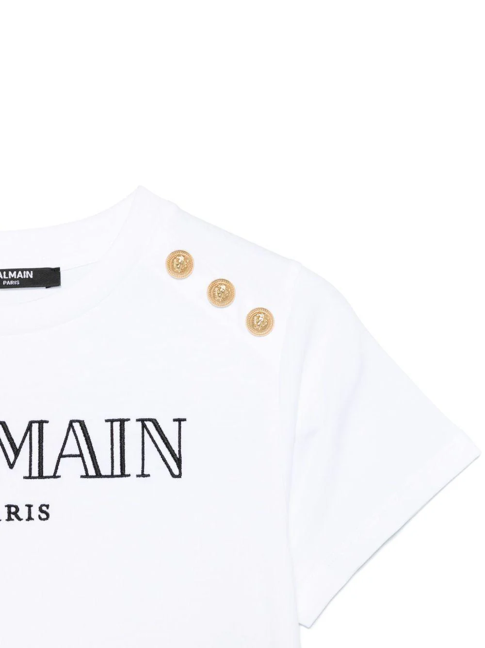 T-shirt con logo ricamato per bambina Balmain Kids bianco con orlo dritto - Image 3