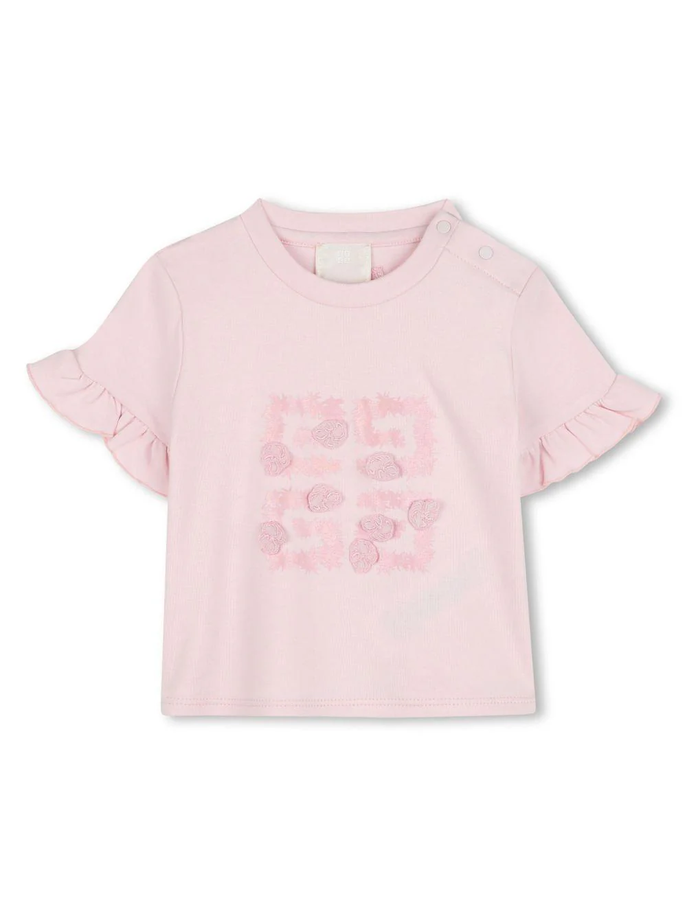 T-shirt con logo sul retro per neonata Givenchy Kids rosa con orlo dritto