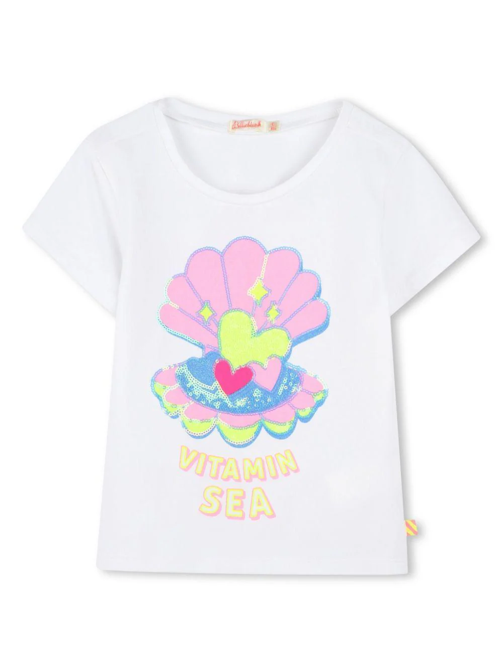 T-shirt con paillettes per bambina Billieblush bianco con stampa sul davanti