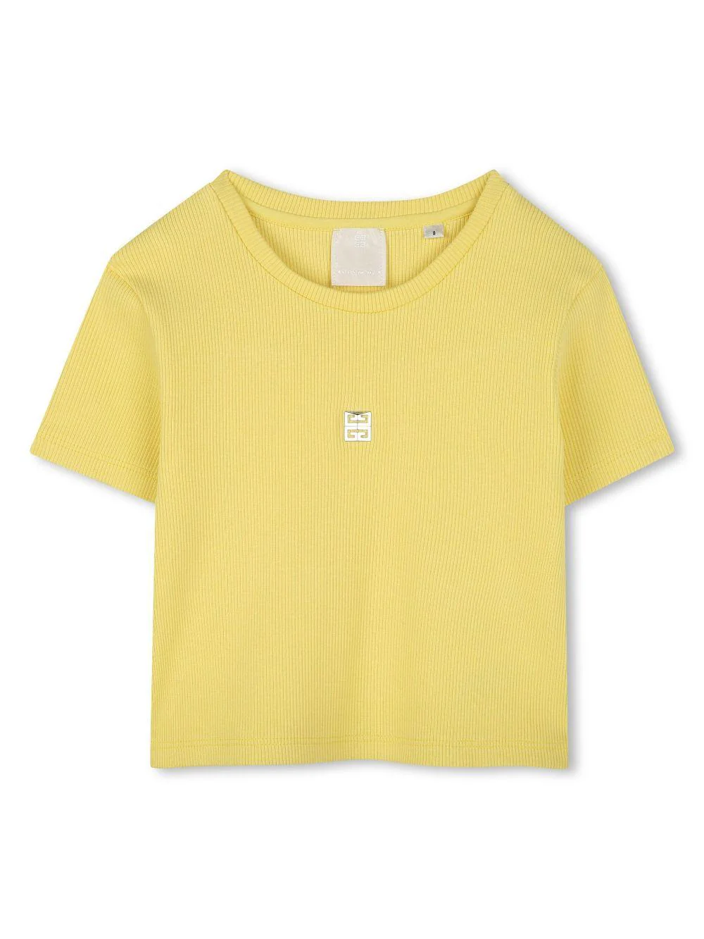 T-shirt con placca logo per bambina Givenchy Kids giallo con logo sul retro