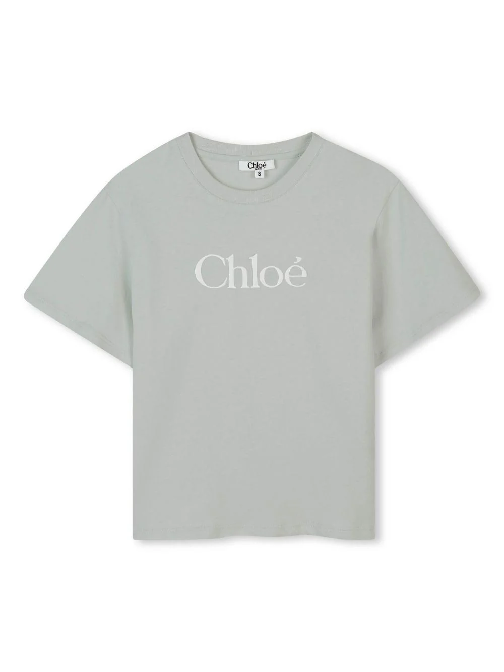 T-shirt con ricamo per bambina Chloé Kids verde con trama jersey