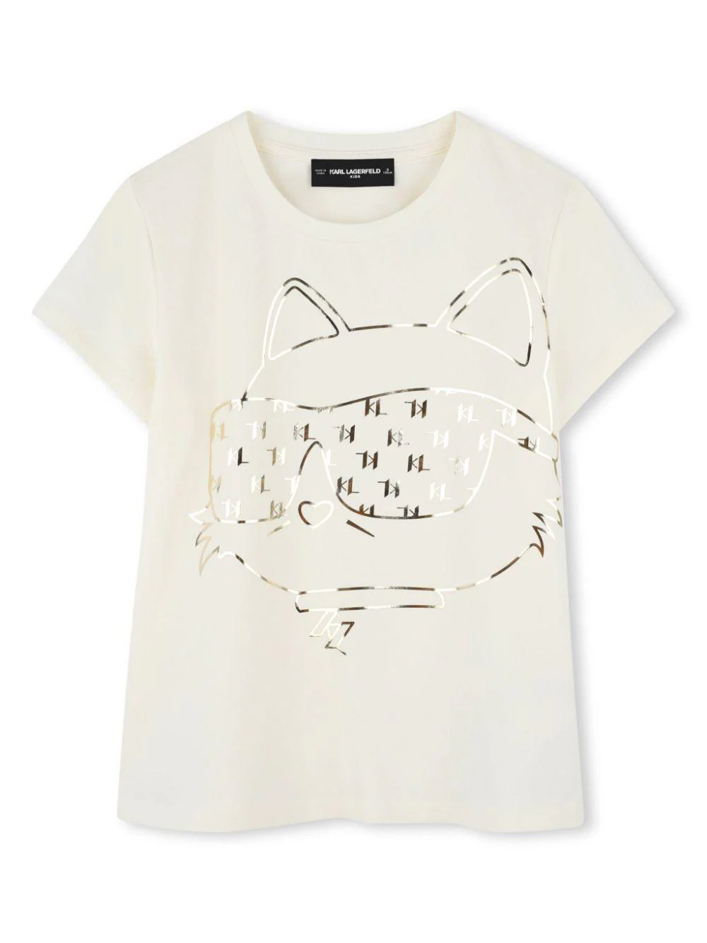 T-shirt con stampa grafica per bambina Karl Lagerfeld Kids bianco con scollo rotondo