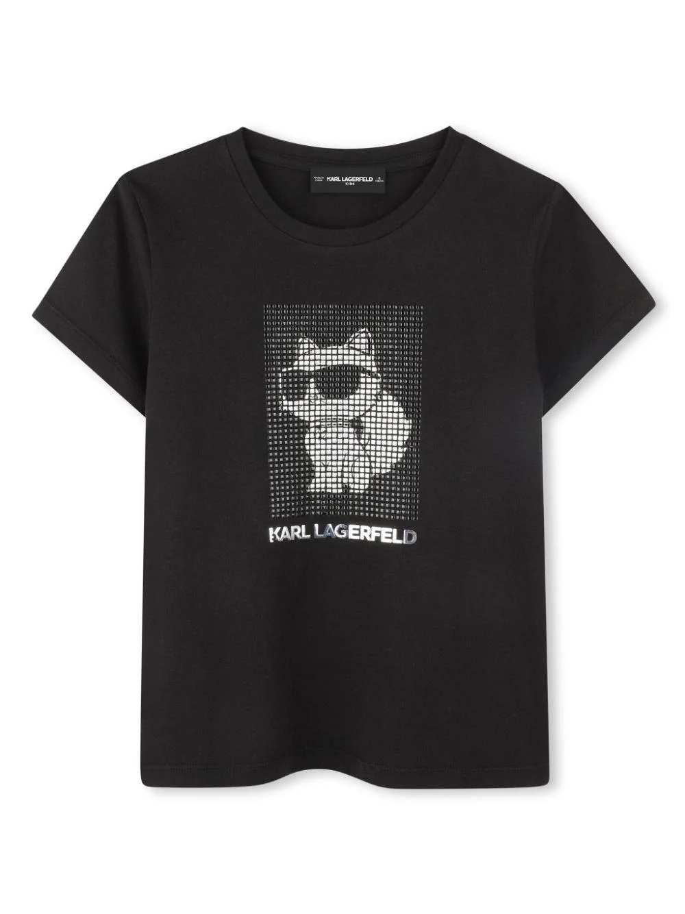 T-shirt con stampa grafica per bambina Karl Lagerfeld Kids nero con girocollo