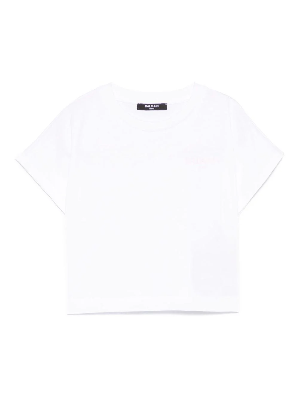 T-shirt con stampa logo per bambina Balmain Kids bianco con orlo dritto