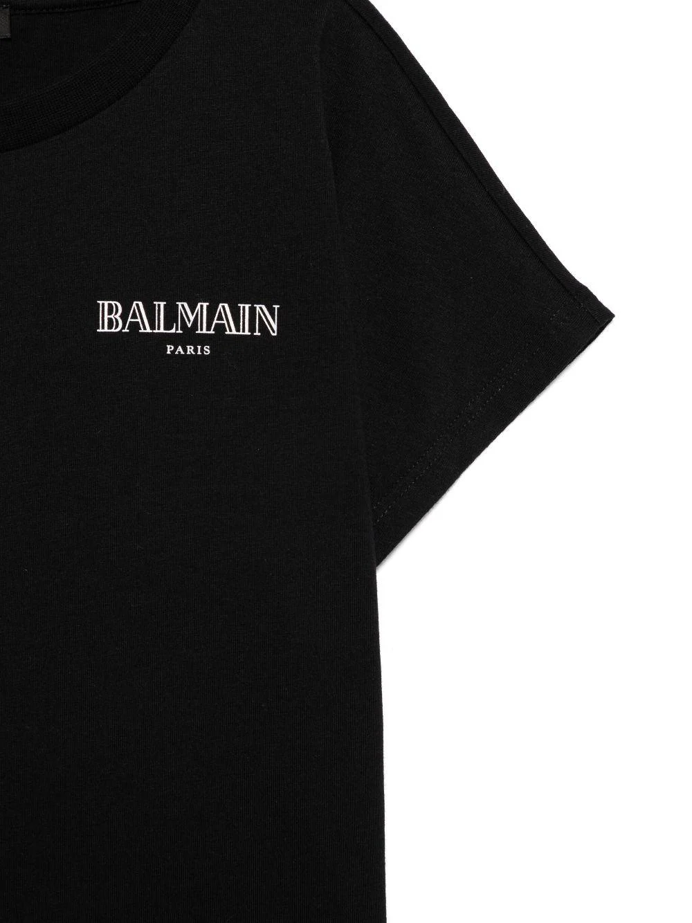 T-shirt con stampa logo per bambina Balmain Kids nero con orlo dritto - Image 3