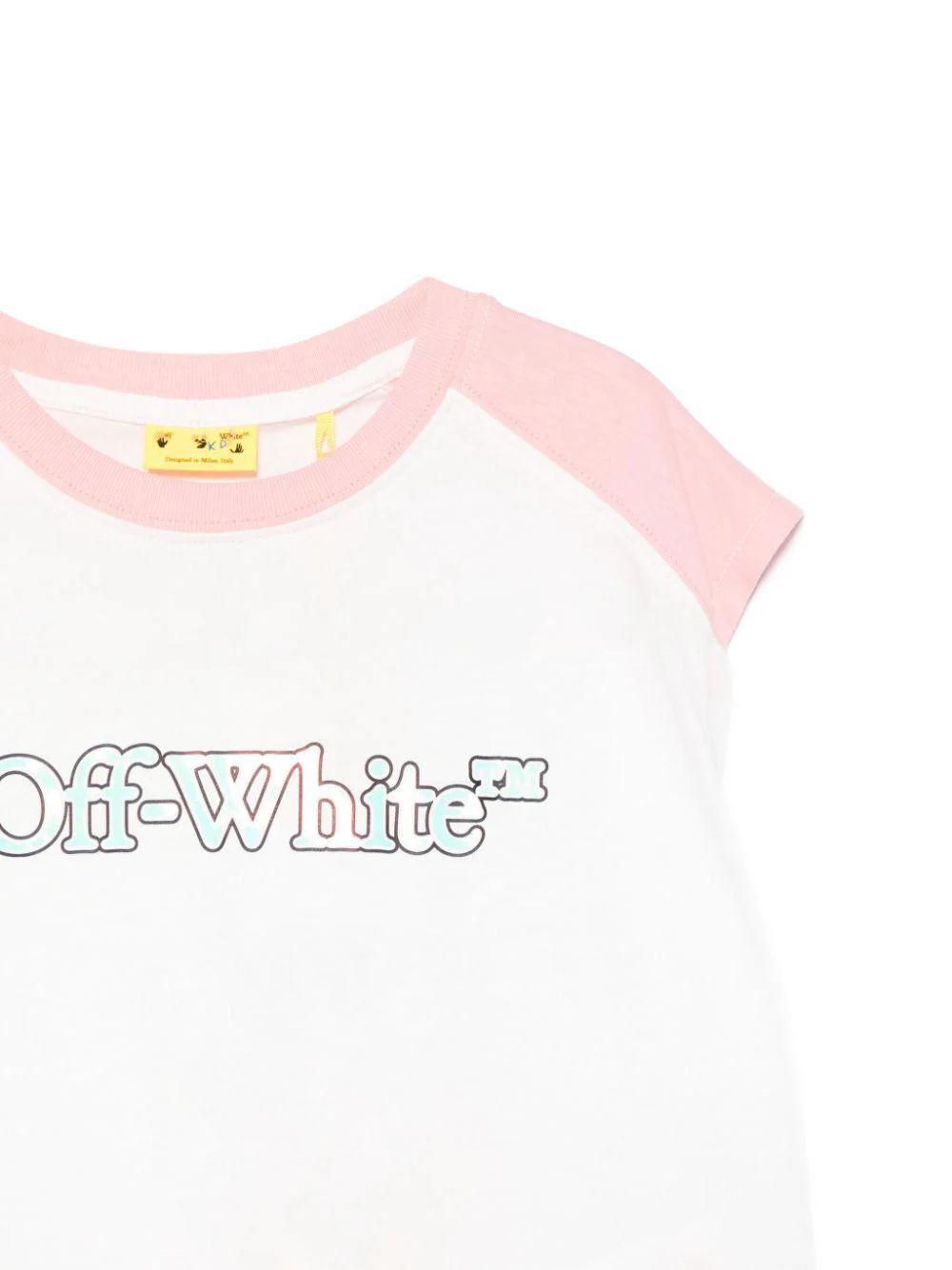 T-shirt con stampa logo per bambina Off-White Kids bianco con girocollo - Image 3