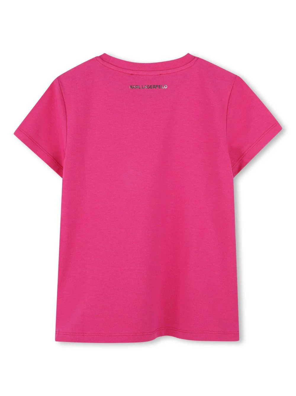 T-shirt con stampa per bambina Karl Lagerfeld Kids fucsia con scollo rotondo - Image 2