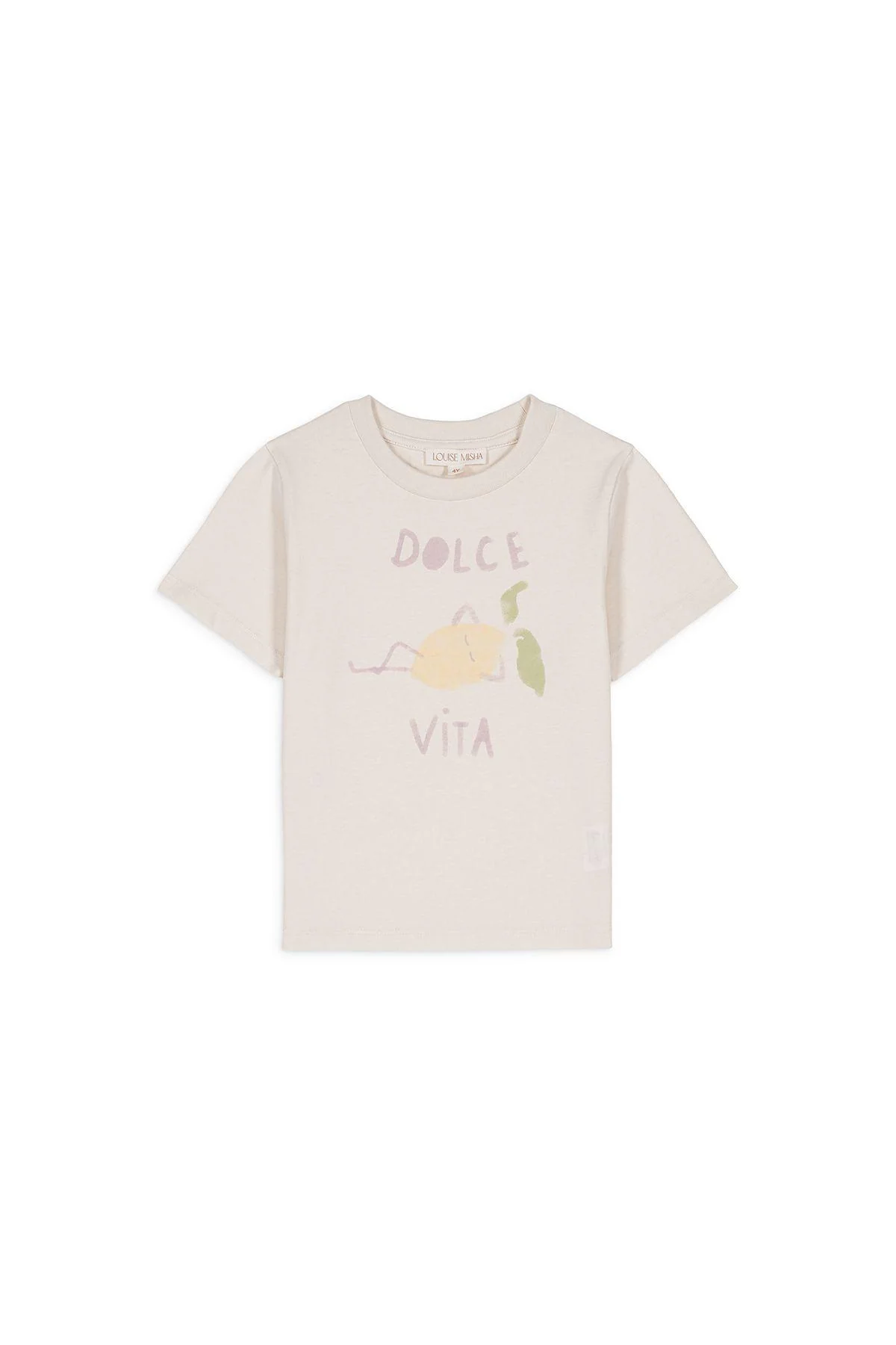 T-shirt con stampa per bambina Louise Misha Kids beige con girocollo