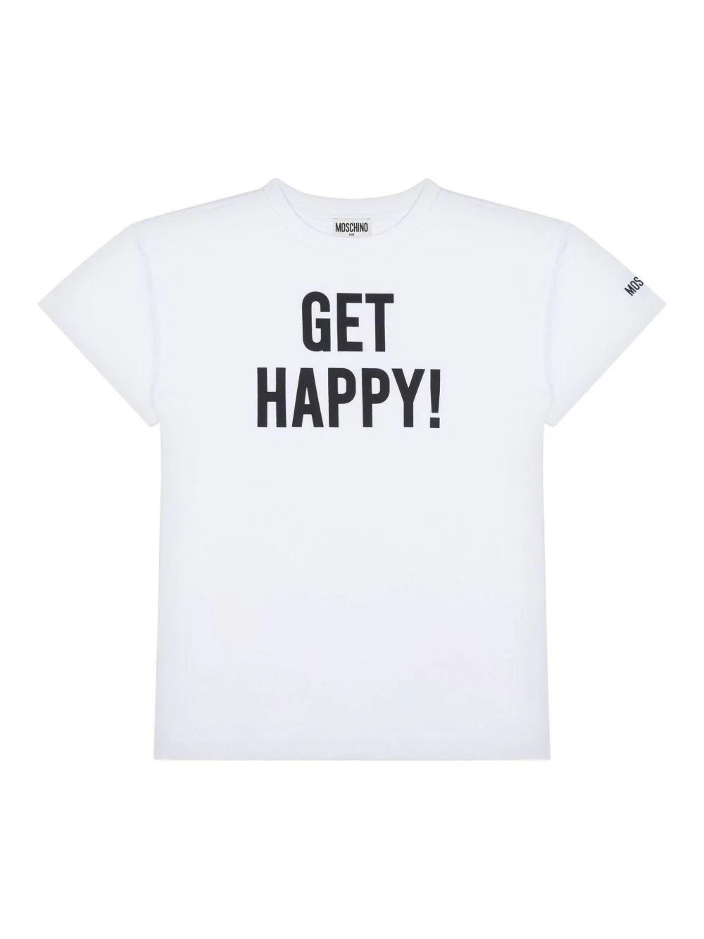 T-shirt con stampa per bambina Moschino Kids bianco con orlo dritto