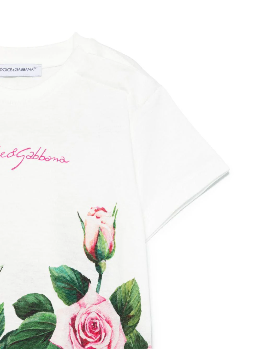 T-shirt con stampa per neonata Dolce & Gabbana Kids bianco con orlo dritto - Image 3