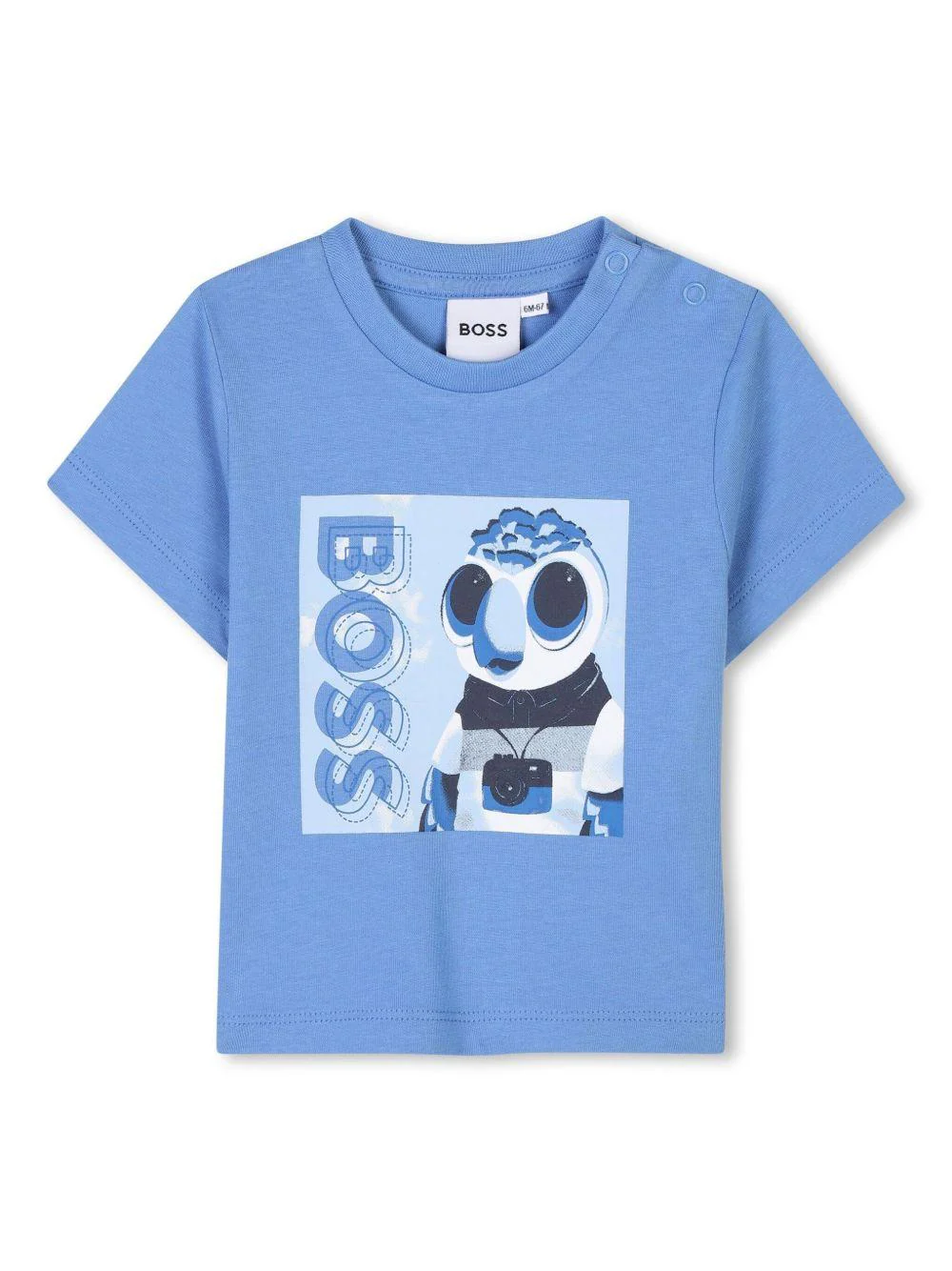 T-shirt con stampa per neonato BOSS Kidswear blu con orlo dritto