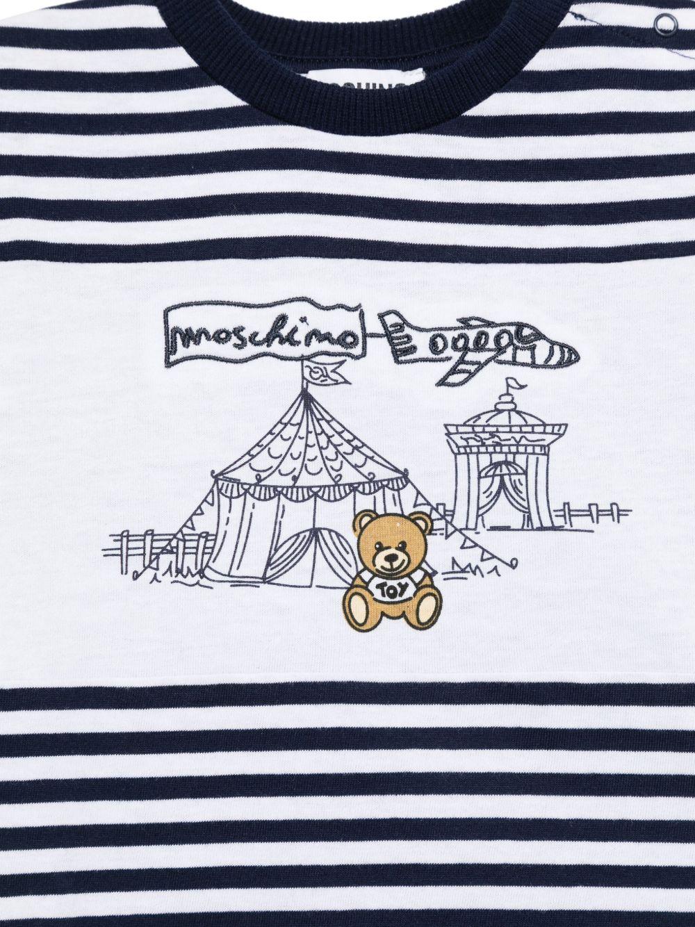 T-shirt con stampa Teddy Bear per neonato Moschino Kids bianco con orlo dritto - Image 3