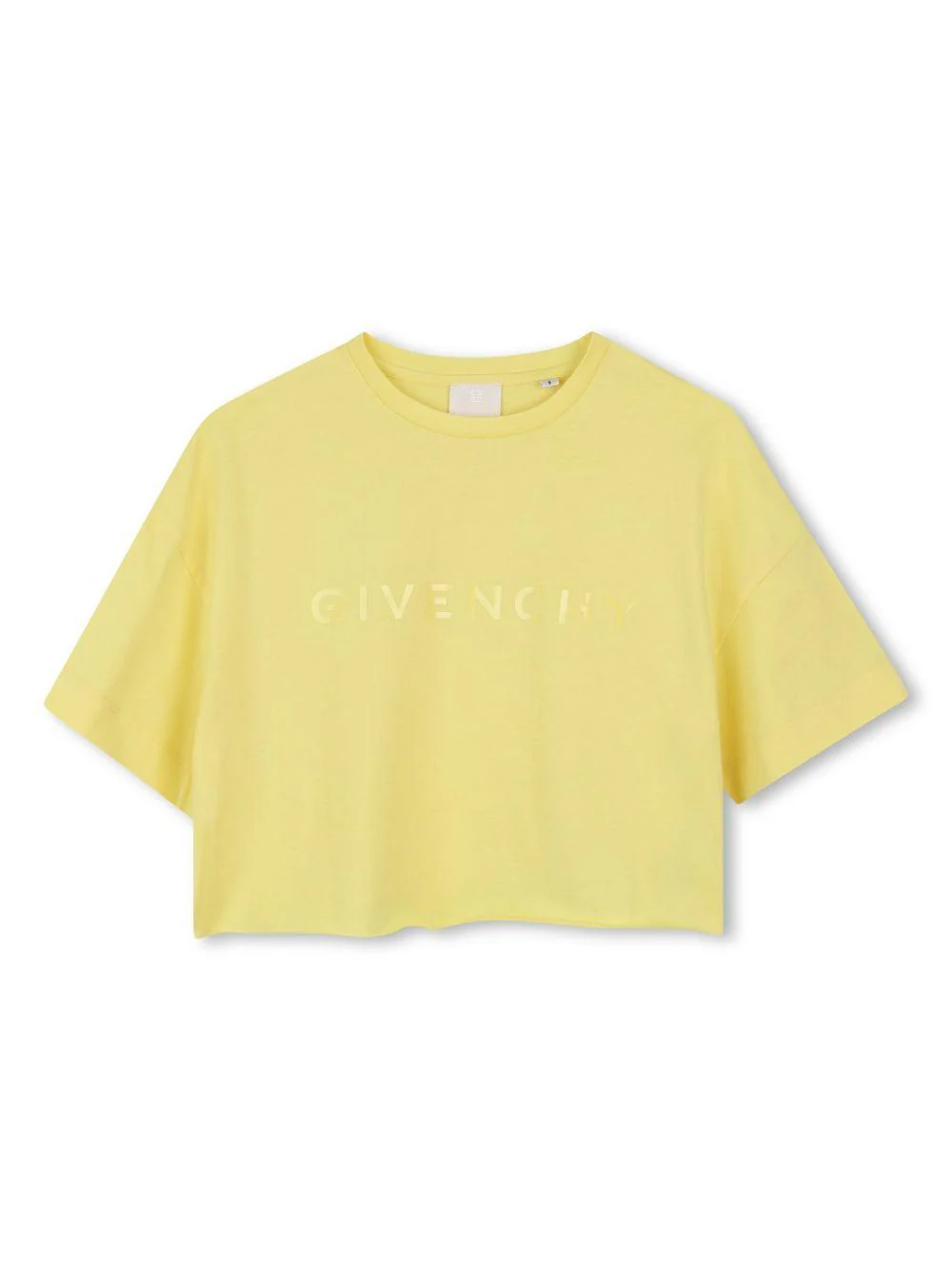 T-shirt in cotone biologico per bambina Givenchy Kids giallo con design crop