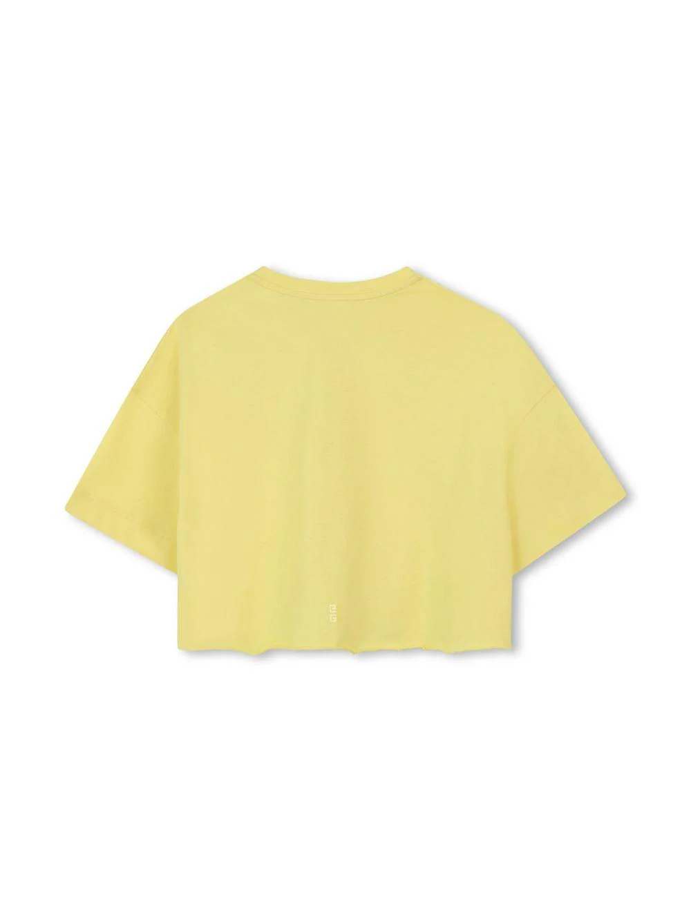 T-shirt in cotone biologico per bambina Givenchy Kids giallo con design crop - Image 2