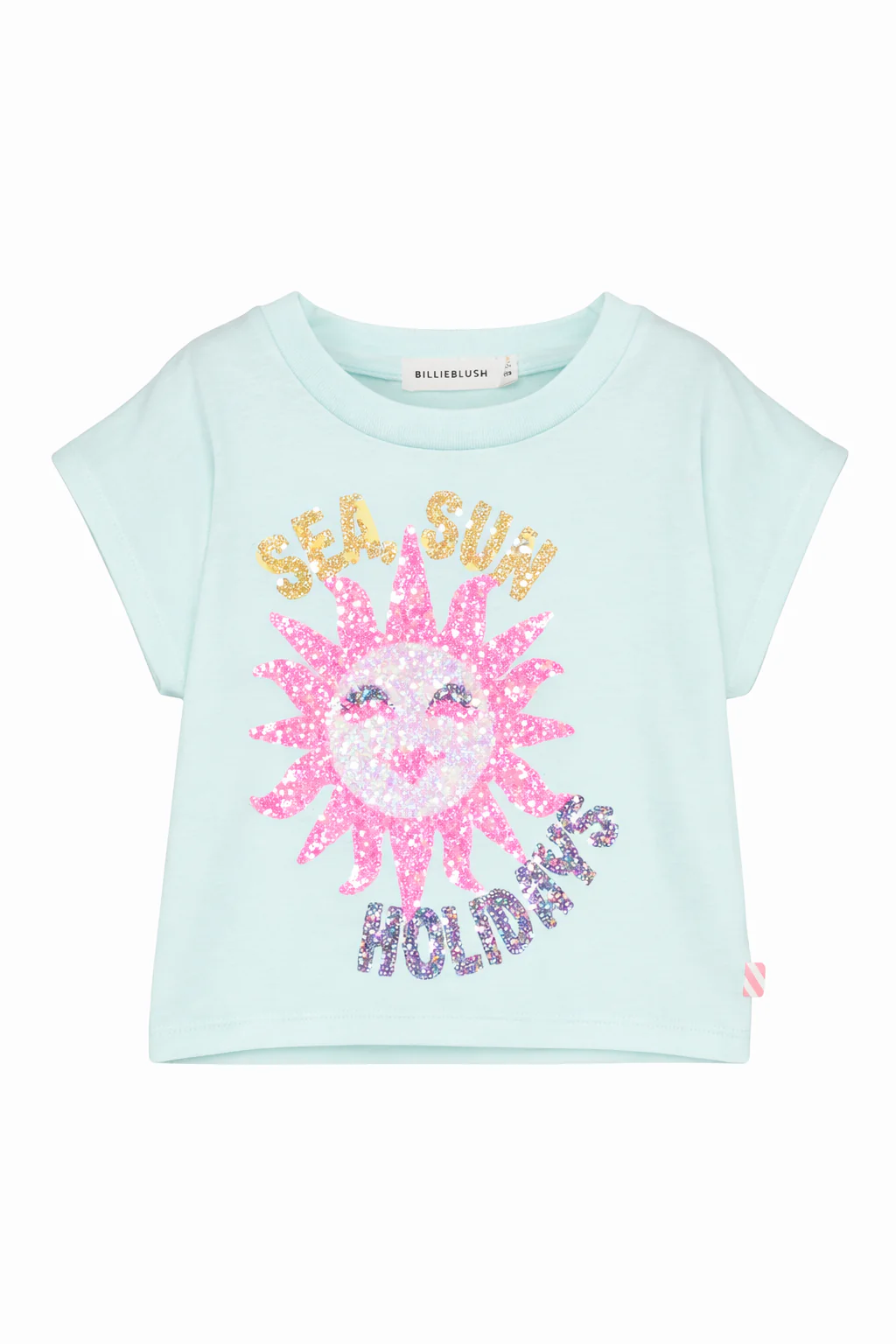 T-shirt per bambina Billieblush azzurra con stampa grafica