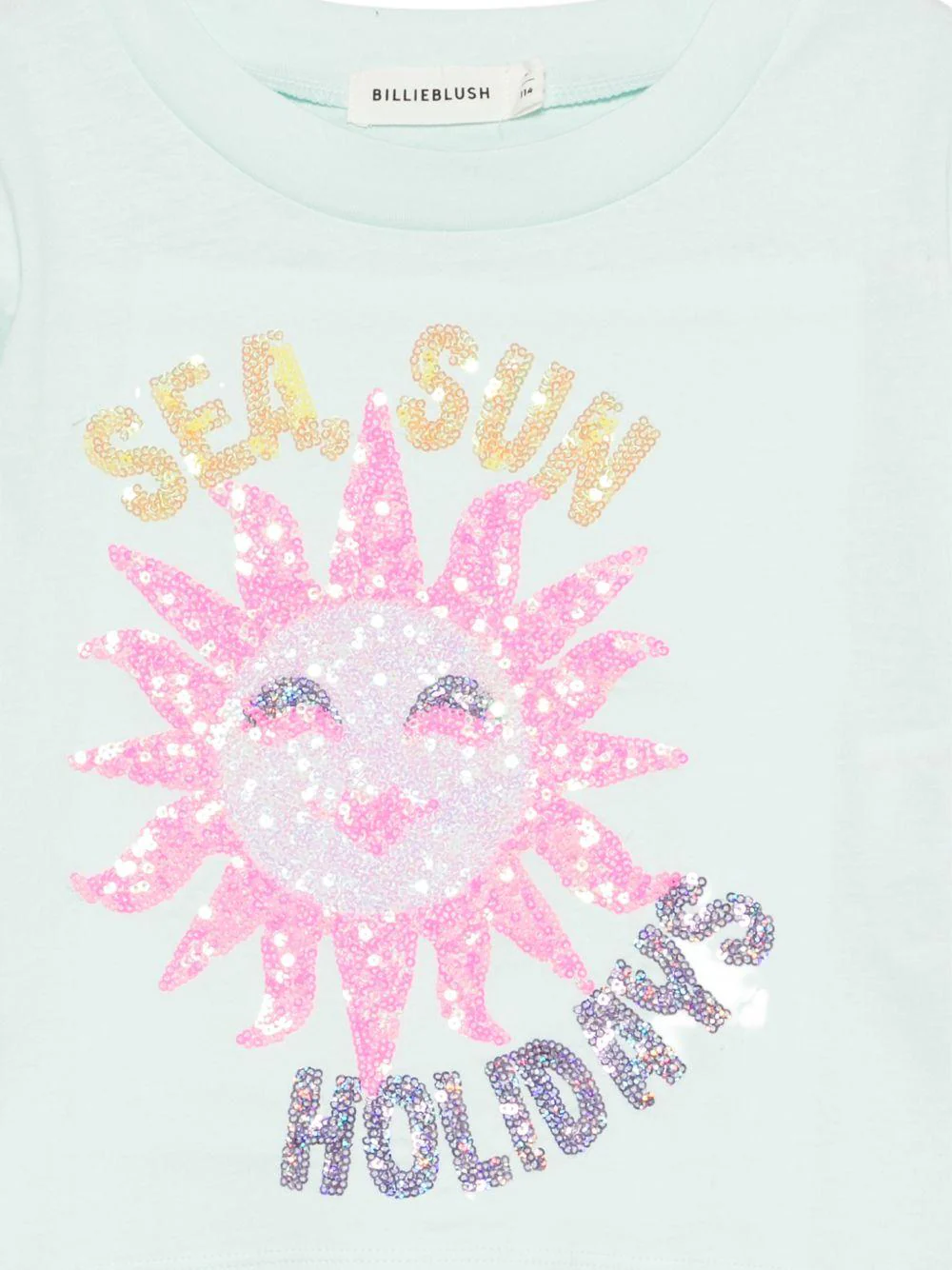 T-shirt per bambina Billieblush azzurra con stampa grafica - Image 2