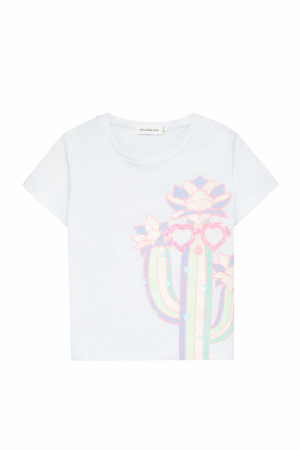 T-shirt per bambina Billieblush azzurra con stampa grafica