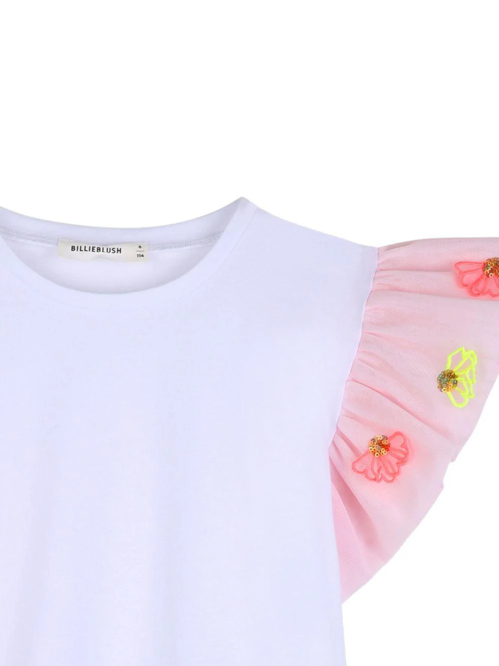 T-shirt per bambina Billieblush bianca con maniche ad aletta - Image 2