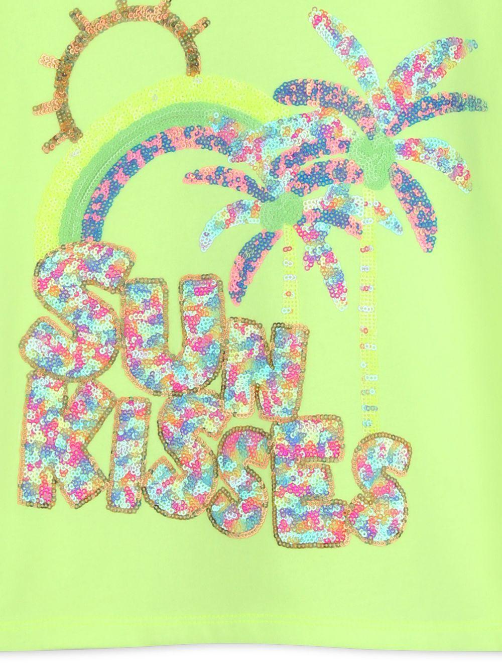 T-shirt per bambina Billieblush verde con decorazione con paillettes - Image 3