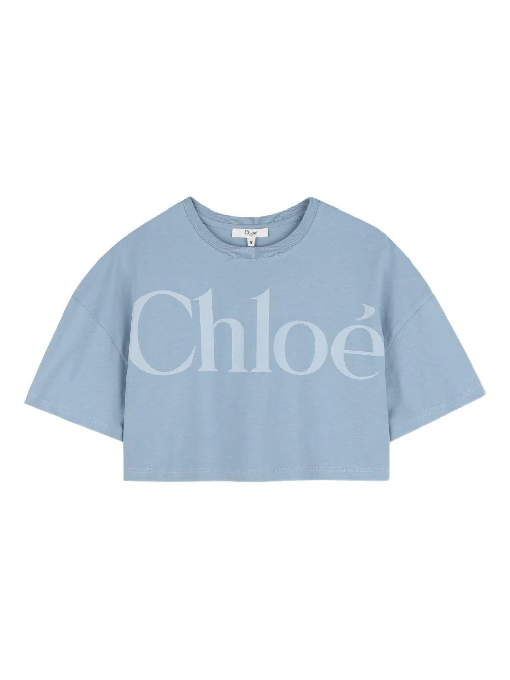 T-shirt per bambina Chloé Kids azzurra con taglio crop