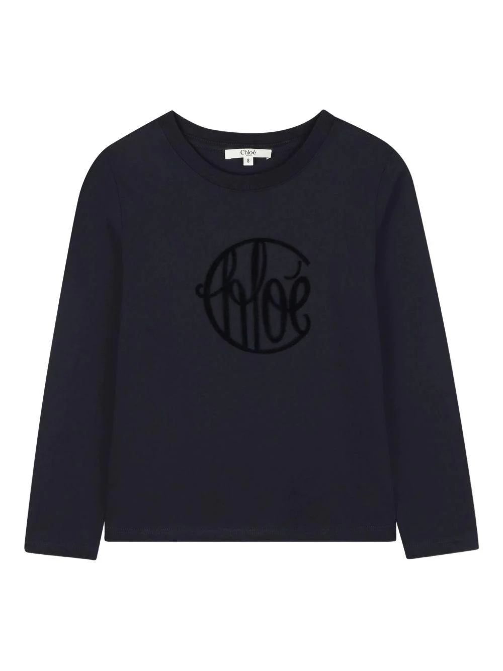T-shirt per bambina Chloé Kids blu con stampa logo sul davanti