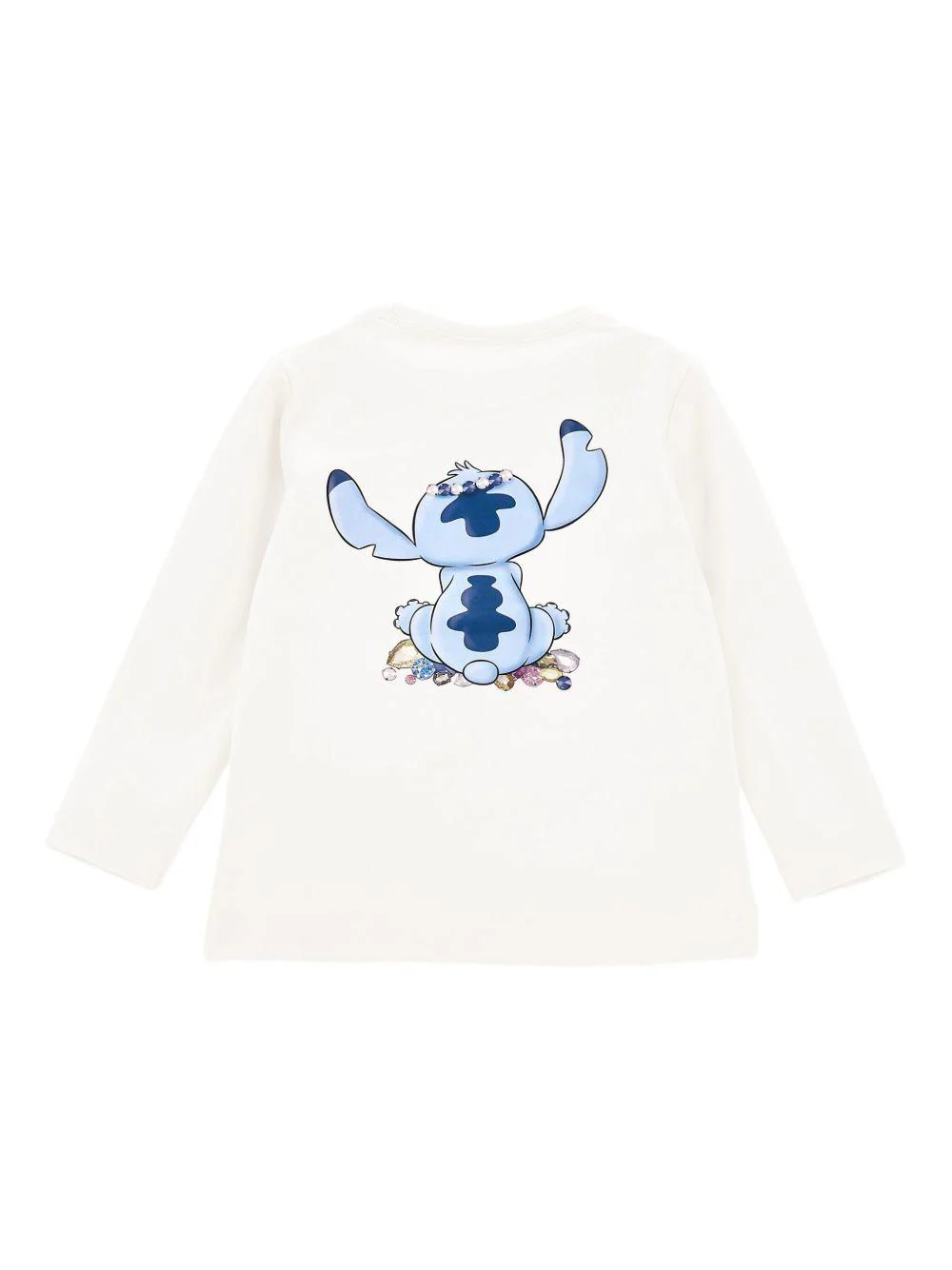 T-shirt per bambina Disney x Monnalisa bianco con stampa grafica Stitch - Image 2